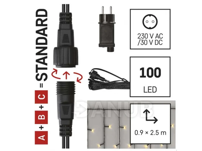 Startovací souprava pro spoj. řetězy Klasik – rampouchy, 2,5 m, venkovní, teplá bílá, časovač