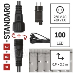 Startovací souprava pro spoj. řetězy Klasik – rampouchy, 2,5 m, venkovní, studená bílá, časovač