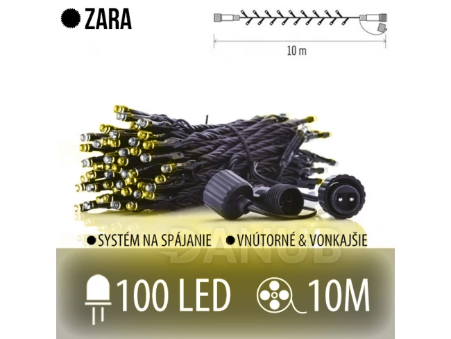 Zara spojovatelný led světelný řetěz vnější - 100led - 10m - teplá bílá a studená bílá