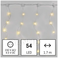 LED vánoční závěs – rampouchy, 1,7 m, vnější i vnitřní, teplá bílá, programy
