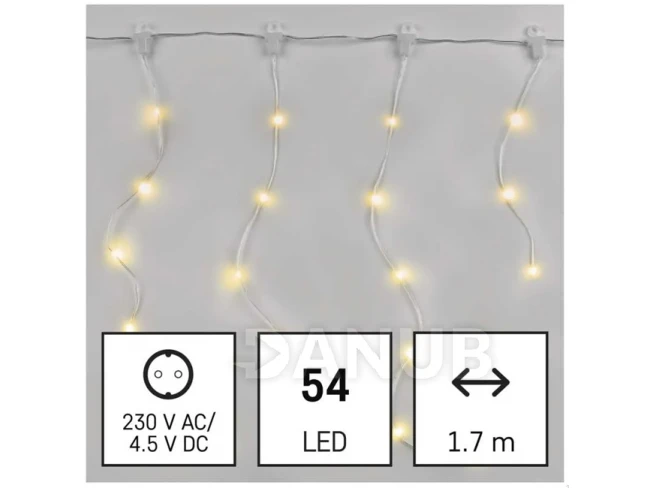 LED vánoční závěs – rampouchy, 1,7 m, vnější i vnitřní, teplá bílá, programy LED vánoční závěs – rampouchy, 1,7 m, vnější i vnitřní, teplá bílá, programy