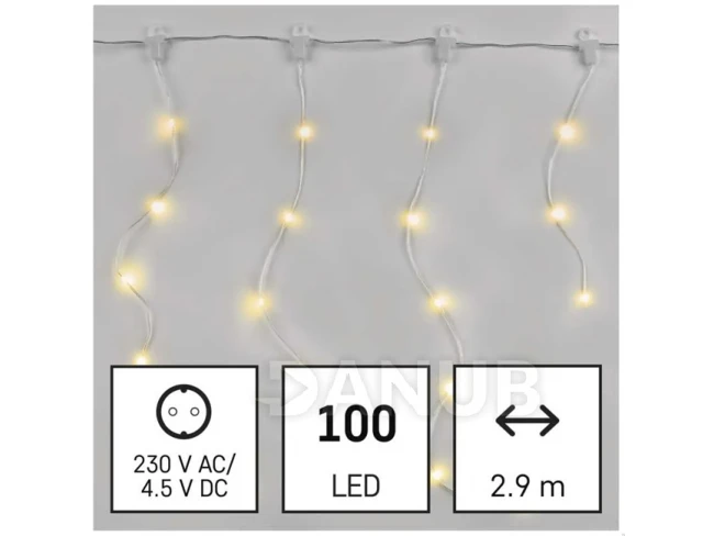LED vánoční závěs – rampouchy, 2,9 m, vnější i vnitřní, teplá bílá, programy LED vánoční závěs – rampouchy, 2,9 m, vnější i vnitřní, teplá bílá, programy