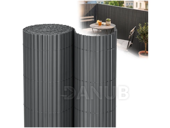 PVC krycí clona na balkon, terasu a oplocení - 140 x 500 cm - tmavě šedá