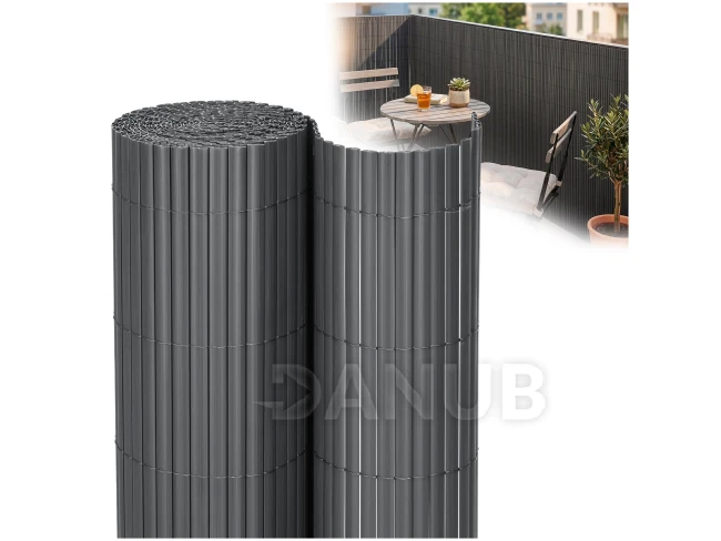 PVC krycí clona na balkon, terasu a oplocení - 100 x 400 cm - tmavě šedá