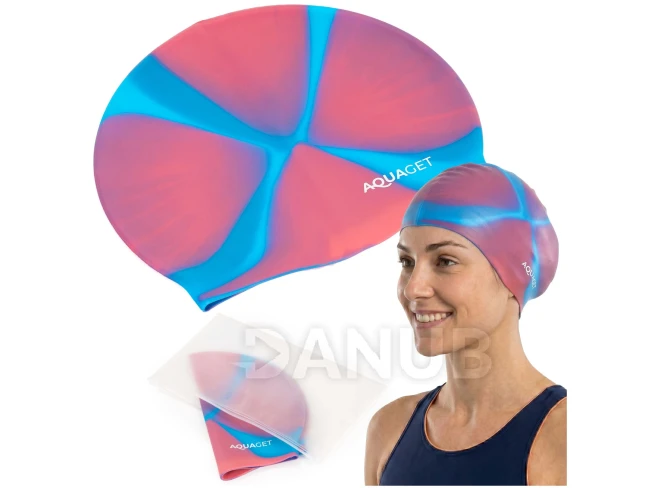 Silikonová plavecká čepice - univerzální unisex - růžovo-modrá Silikonová plavecká čepice - univerzální unisex - růžovo-modrá