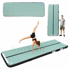 Nafukovací gymnastická podložka na cvičení s pumpičkou - 300x100x10 cm - zelená