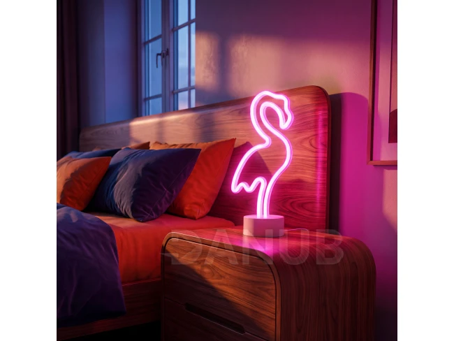 Neonová LED lampa - růžový plameňák - 3 x AA + USB - 12 x 8,5 x 29,5 cm Neonová LED lampa - růžový plameňák - 3 x AA + USB - 12 x 8,5 x 29,5 cm