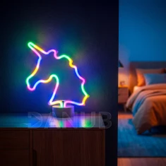 Neonová LED lampa - barevný jednorožec - 3 x AA + USB - 28,5 x 8,5 x 24,5 cm