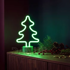 Neonová LED lampa - zelený stromeček - 3 x AA + USB - 18,5 x 8,5 x 28 cm