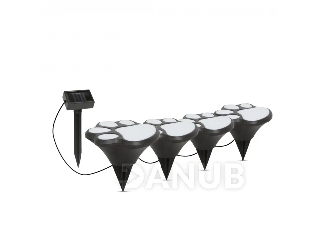 LED solární lampa - otisky psích nohou, zapichovateľné - plast - černá - 360 cm