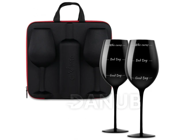 Pouzdro na láhev se sklenkami na víno diVinto Who cares Black