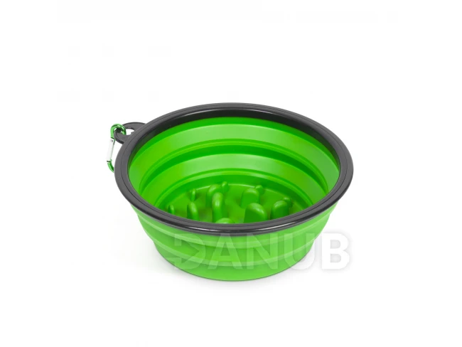 Skládací miska - proti hltání - zelená - 1000 ml