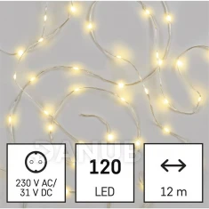 LED vánoční drop řetěz, 12 m, vnější i vnitřní, teplá bílá, časovač