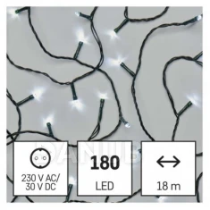LED vánoční řetěz, 18 m, vnější i vnitřní, studená bílá, časovač