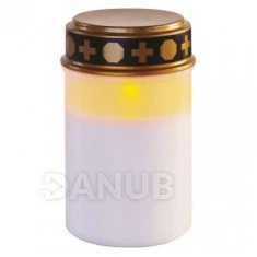 LED hřbitovní svíčka, 12,5 cm, 2x C, vnější i vnitřní, vintage, časovač