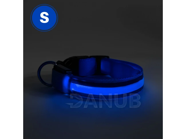 LED obojek - s akumulátorem velikost S - modrý