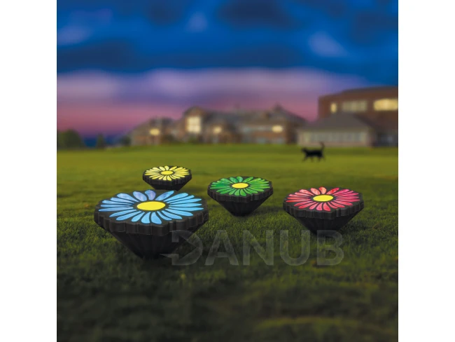 Zapichovací LED solární lampa - květiny - barevné - černý - plast - 360 cm