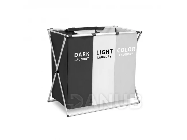 Koš na prádlo - z textilu, se sklopným kovovým rámem - 65 x 37 x 58 cm