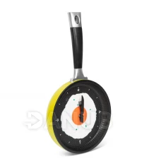 Nástěnné hodiny ve tvaru pánve - s volským okem - žluté