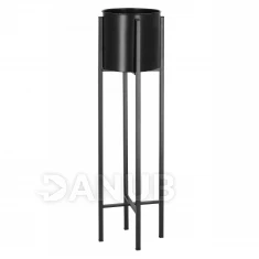 Kovový stojan na květiny Round - 74cm - černý matný