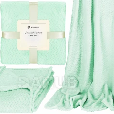 Oboustranná plyšová deka 130x180cm - cik cak - zelená