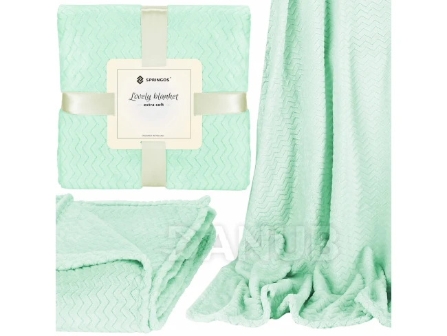 Oboustranná plyšová deka 130x180cm - cik cak - zelená