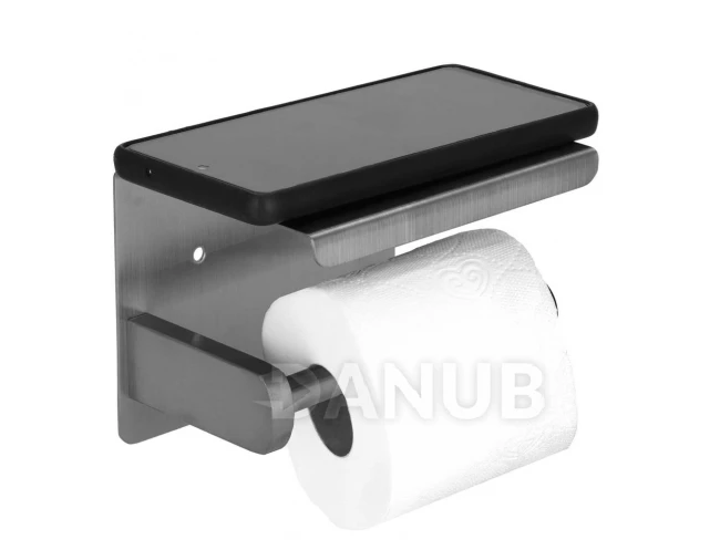 Držák na toaletní papír s policí - stříbrná