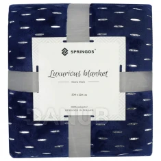 Plyšová deka LUX - 200x220cm - tmavě modrá + stříbrné detaily