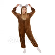Plyšový overal Kigurumi - vzor sob - velikost S - 160 cm