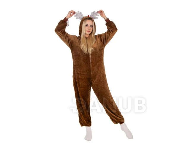 Plyšový overal Kigurumi - vzor sob - velikost S - 160 cm Plyšový overal Kigurumi - vzor sob - velikost S - 160 cm