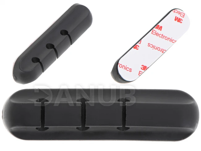 Silikonový tříkabelový organizér černý