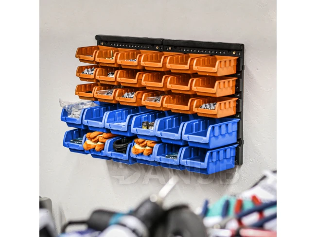 Nástěnné organizační krabice - 30 plastových krabic - 640 x 375 x 175 mm