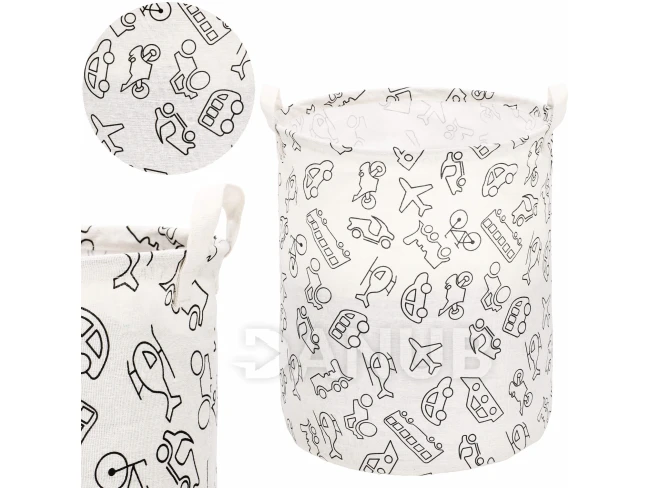 Koš na uložení hraček a oblečení - bílý/černý obrázky