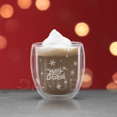 Vánoční dvoustěnný skleněný šálek - 300 ml