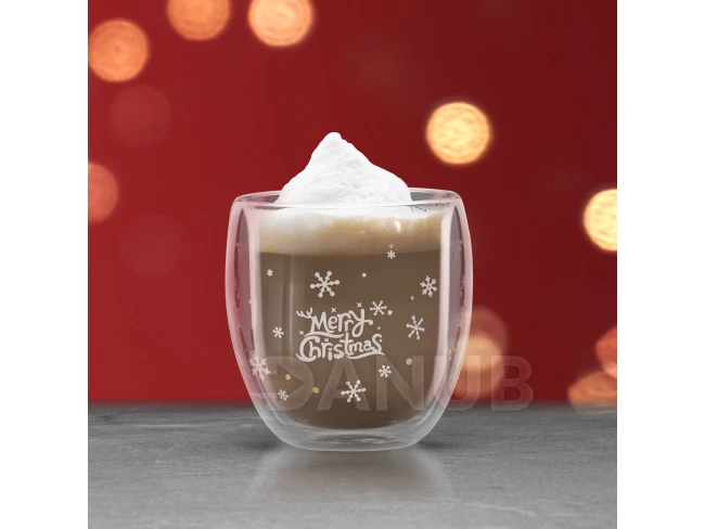 Vánoční dvoustěnný skleněný šálek - 300 ml
