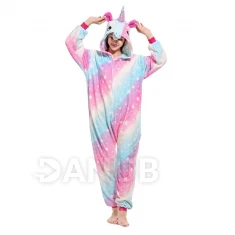 Plyšový overal Kigurumi - vzor jednorožec - velikost S - 155 cm