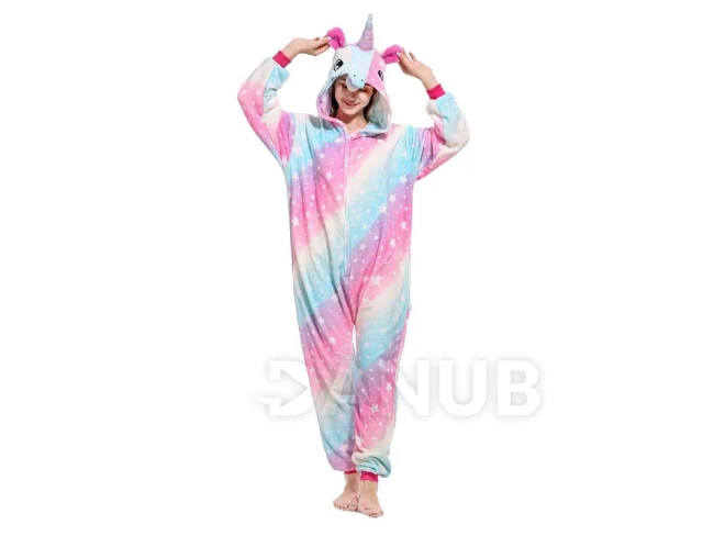 Plyšový overal Kigurumi - vzor jednorožec - velikost S - 155 cm Plyšový overal Kigurumi - vzor jednorožec - velikost S - 155 cm