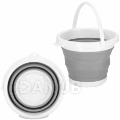 Skládací vědro silikonové - 10L - šedo-bílé