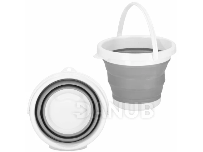 Skládací vědro silikonové - 10L - šedo-bílé