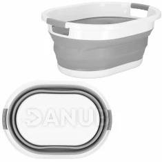 Skládací koš na prádlo silikonový - 39L - šedo-bílý