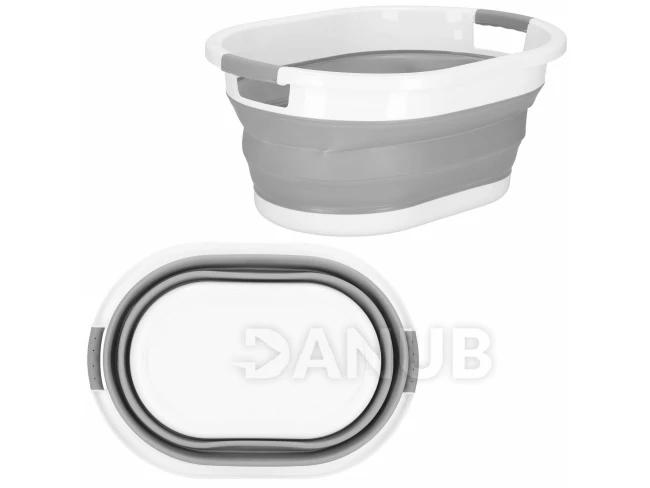 Skládací koš na prádlo silikonový - 39L - šedo-bílý