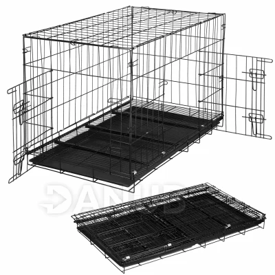 Chovatelská klec pro zvířata - skládací - 100 x 70 x 60 - L - černá
