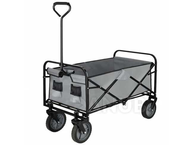 Skládací zahradní/turistický vozík - 80 kg - černo-šedý