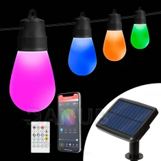 Smart solární světelný řetěz - 15 ks RGBIC LED - 6,5 m - bluetooth