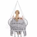 Houpací křeslo s třásněmi - šedé + světle šedý polštář