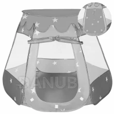 Dětský stan na hraní - šedý s hvězdičkami