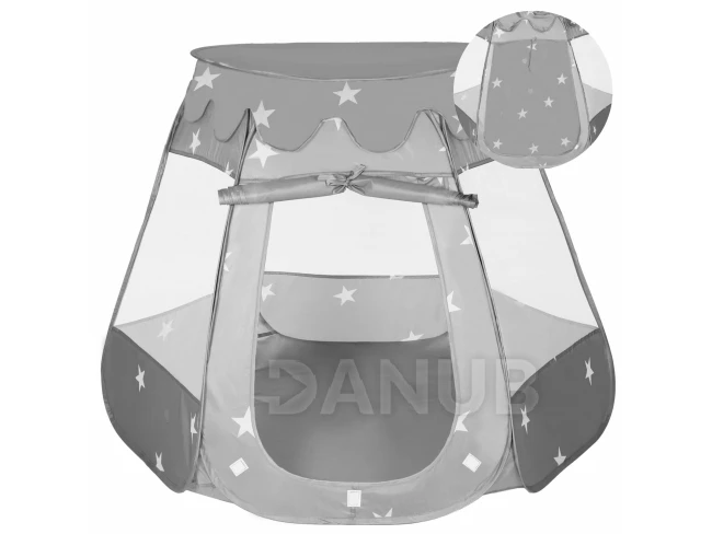 Dětský stan na hraní - šedý s hvězdičkami