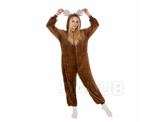 Plyšový overal Kigurumi - vzor sob - velikost L - 175 cm
