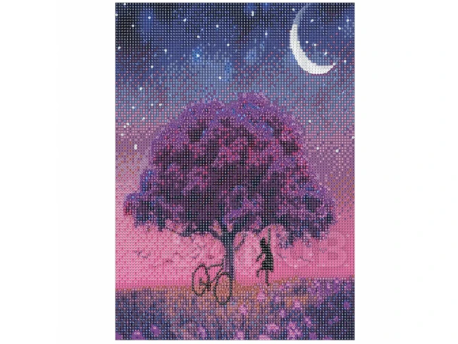 Diamantové malování - výšivka - 30x40 cm - strom a noční obloha