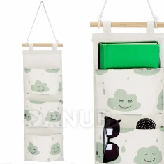 Nástěnný organizér - 3 kapsy - mraky na béžové